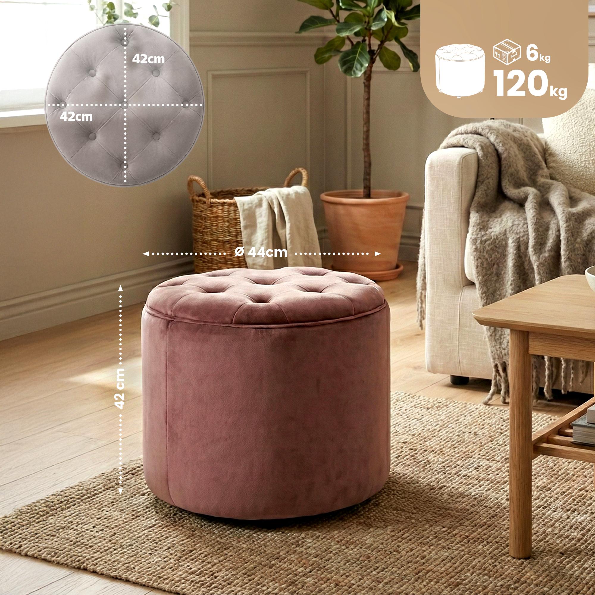 Sittpall Pantin i sammet &ndash; Stilren och bekväm extra sittplats, perfekt för vardagsrum och sovrum