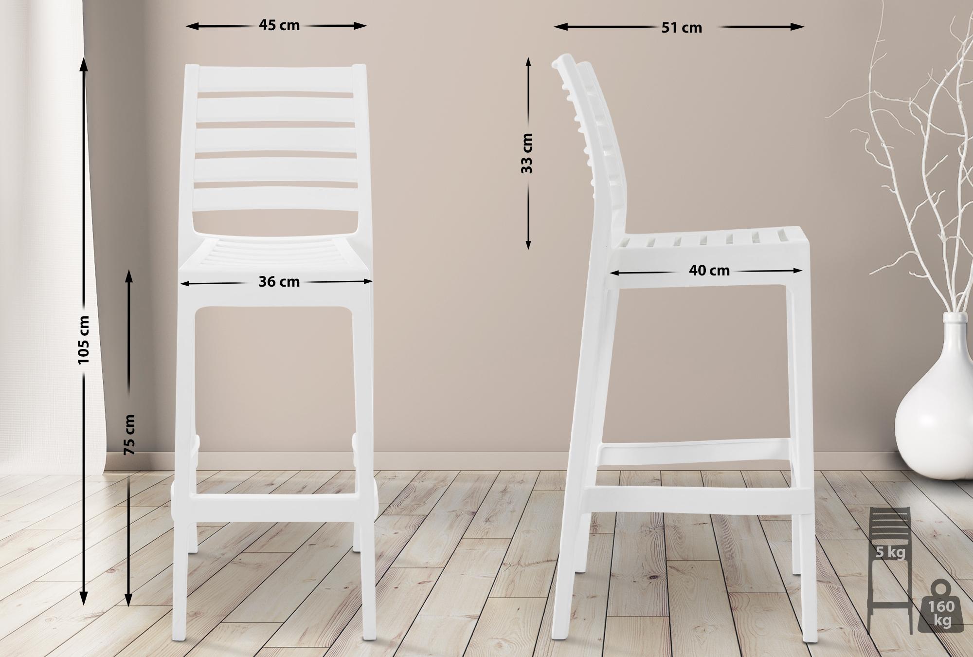 Barstol Ares Plast vit