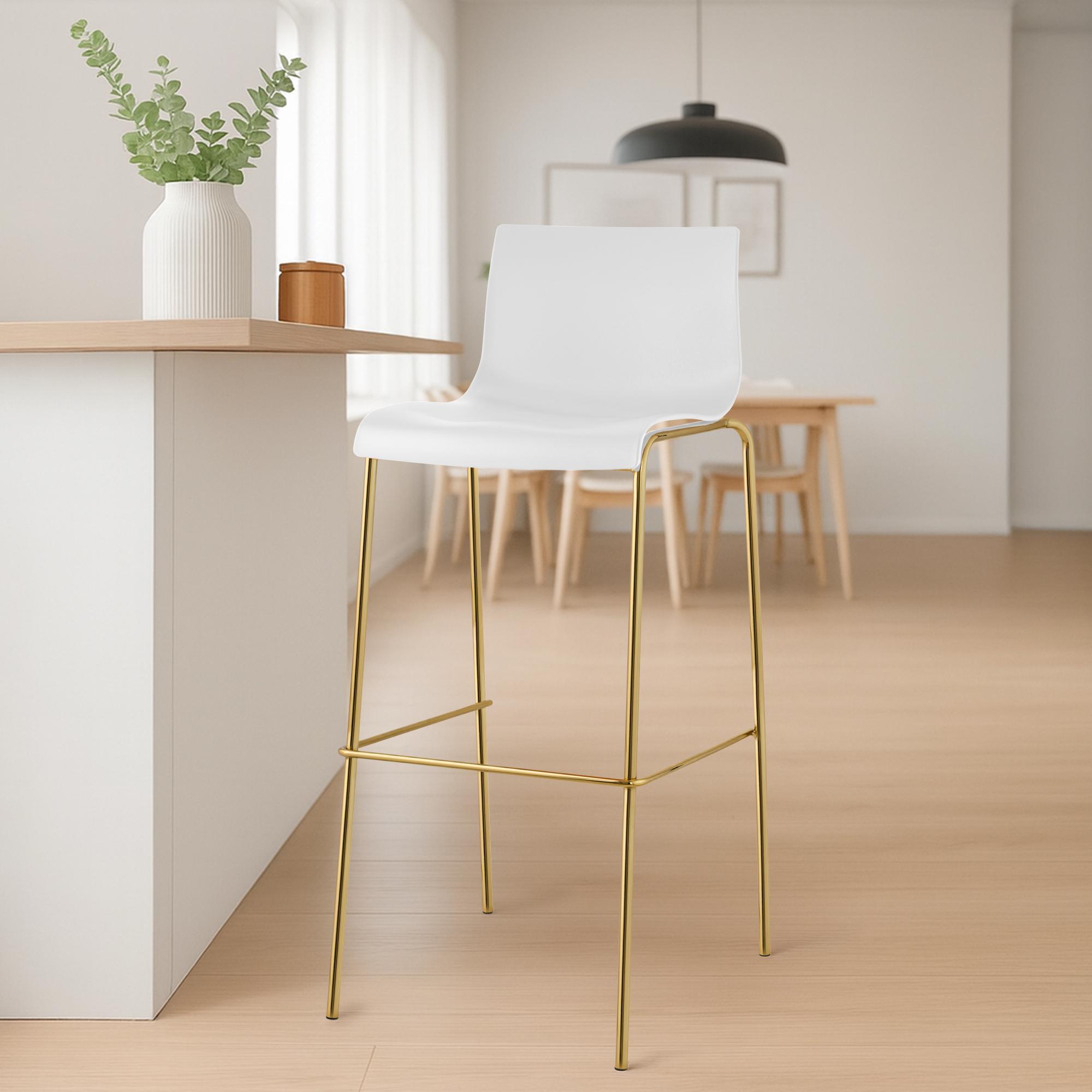 Barstol Hover plast fyrbent ram guld