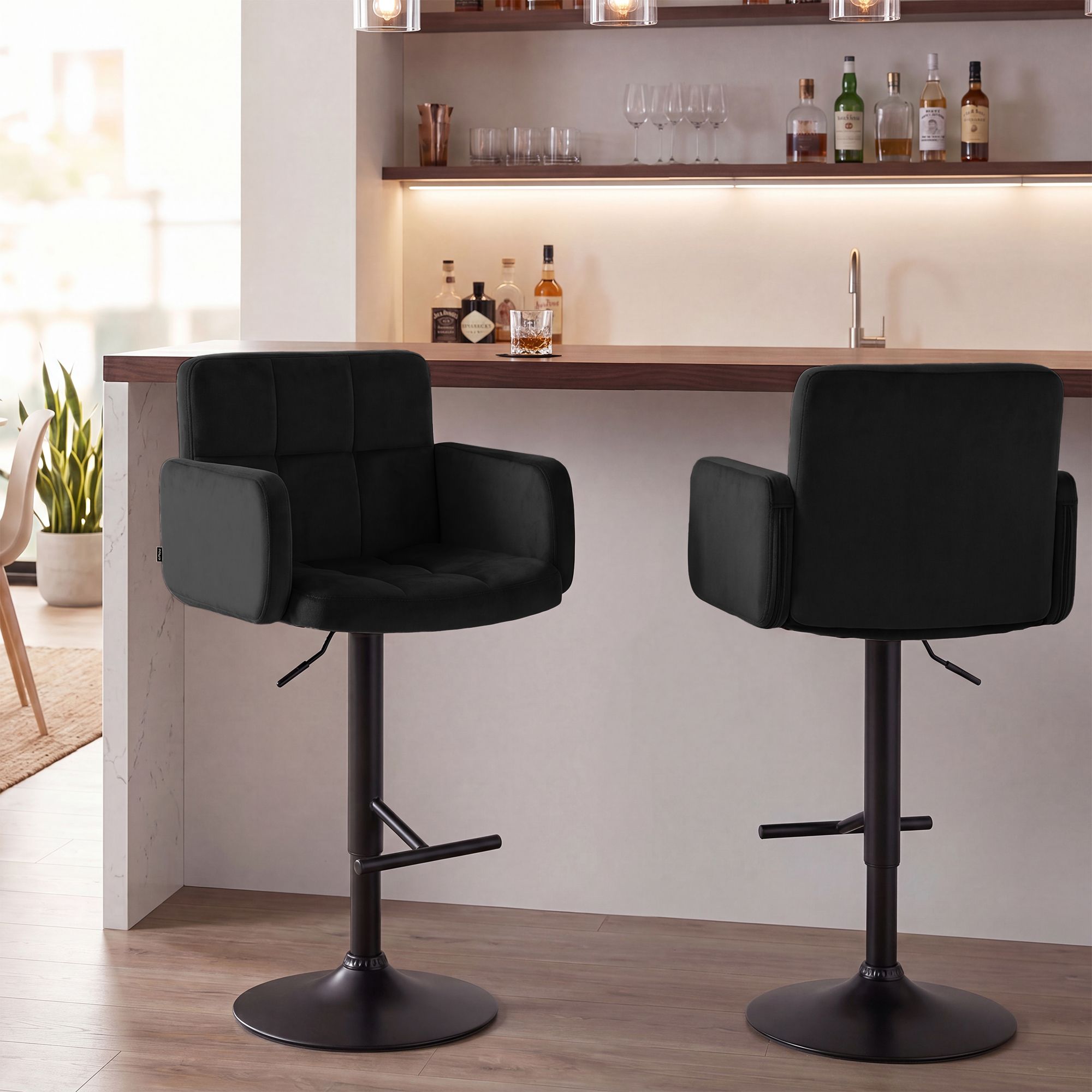 Set med 2 barstolar Los Angeles sammet