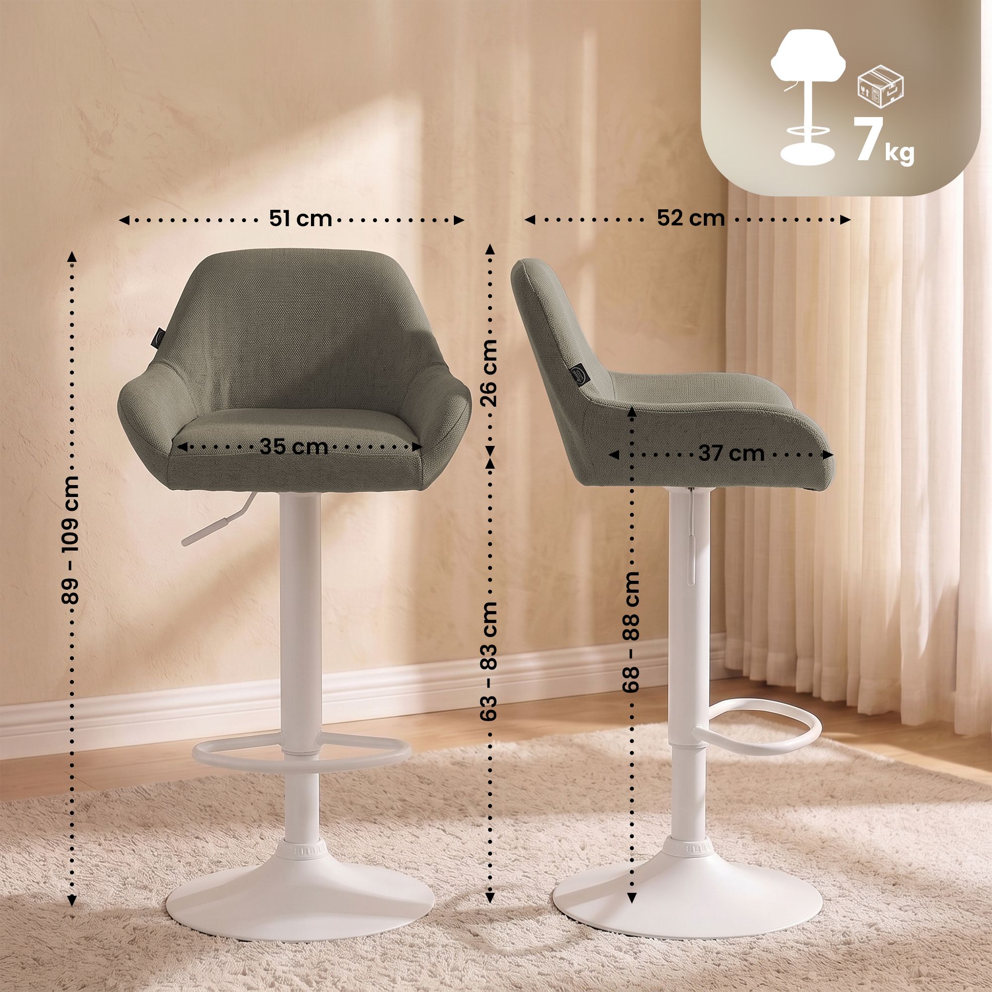2-pack barstolar Braga tyg