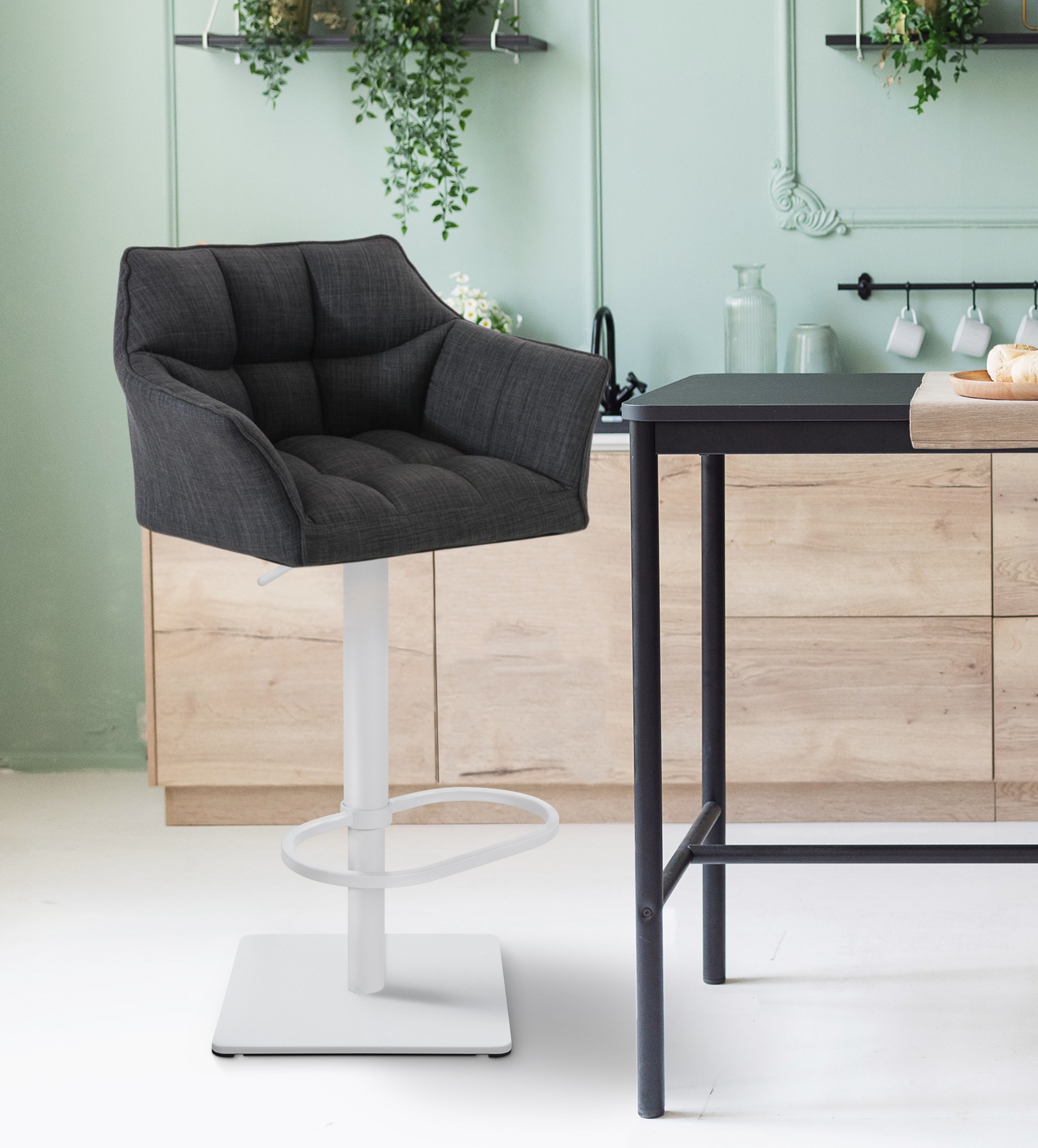 2-pack barstolar Damaso med tygkladslel