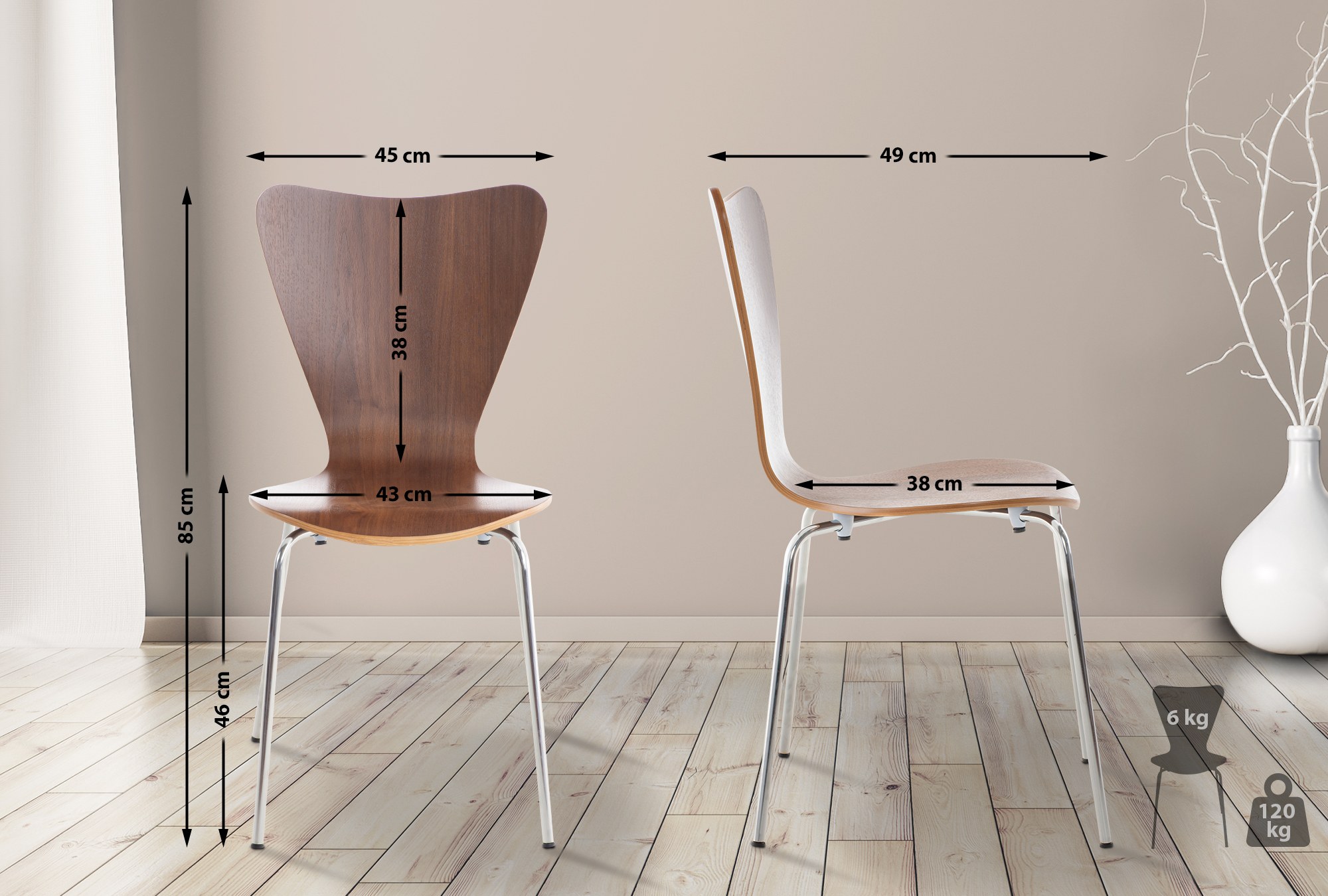 4-pack Matstol Calisto Trä
