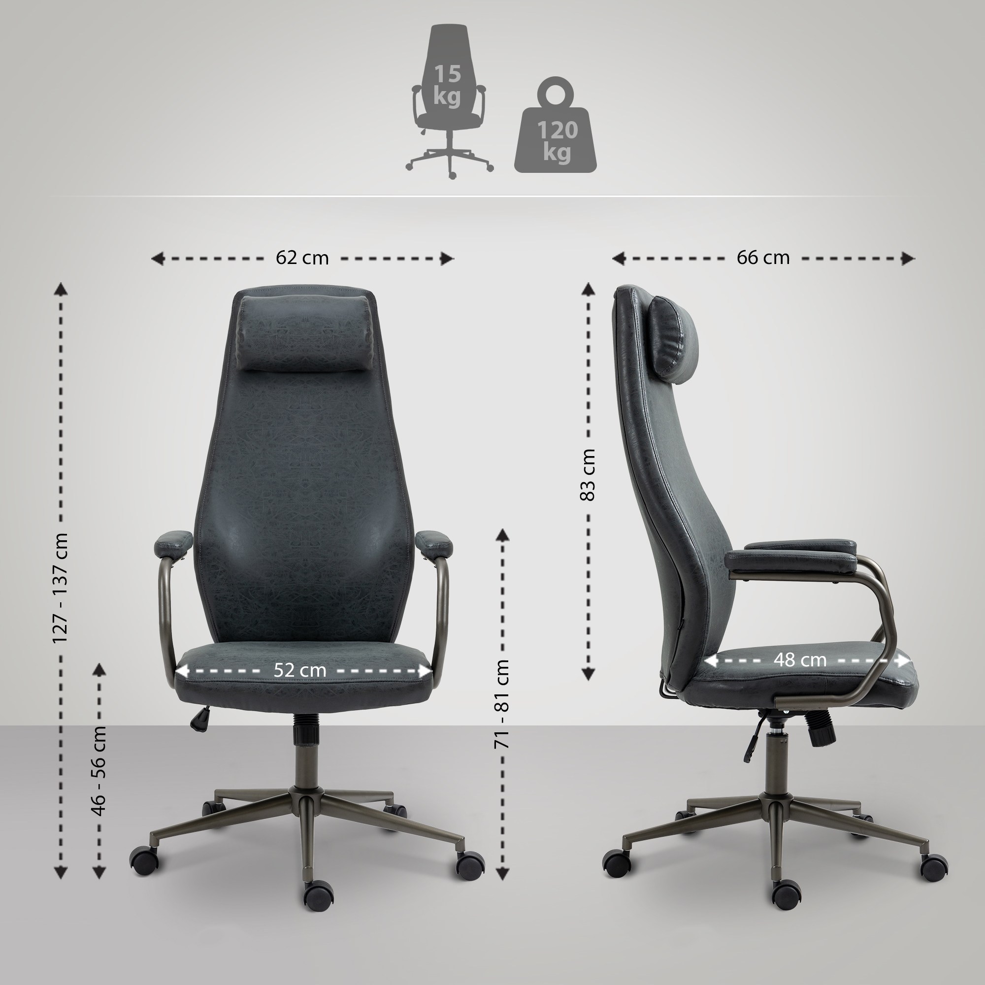 Kontorsstol Pocatello Industrial Loft antik stil