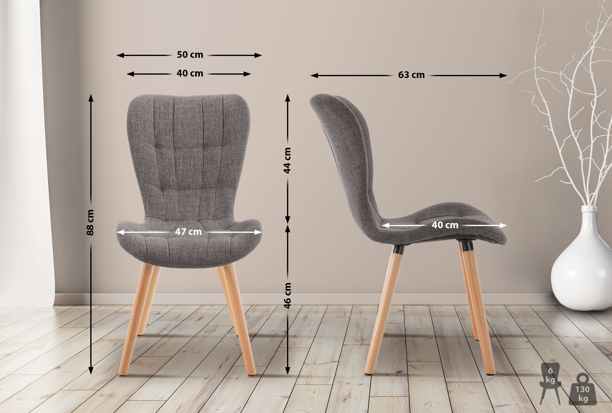 Set med 2 matstolar Elda
