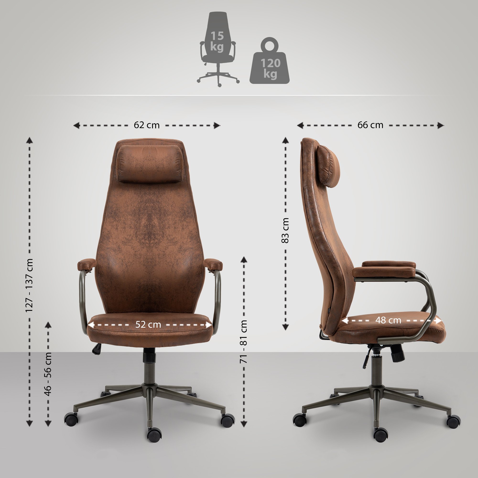 Kontorsstol Pocatello Industrial Loft antik stil