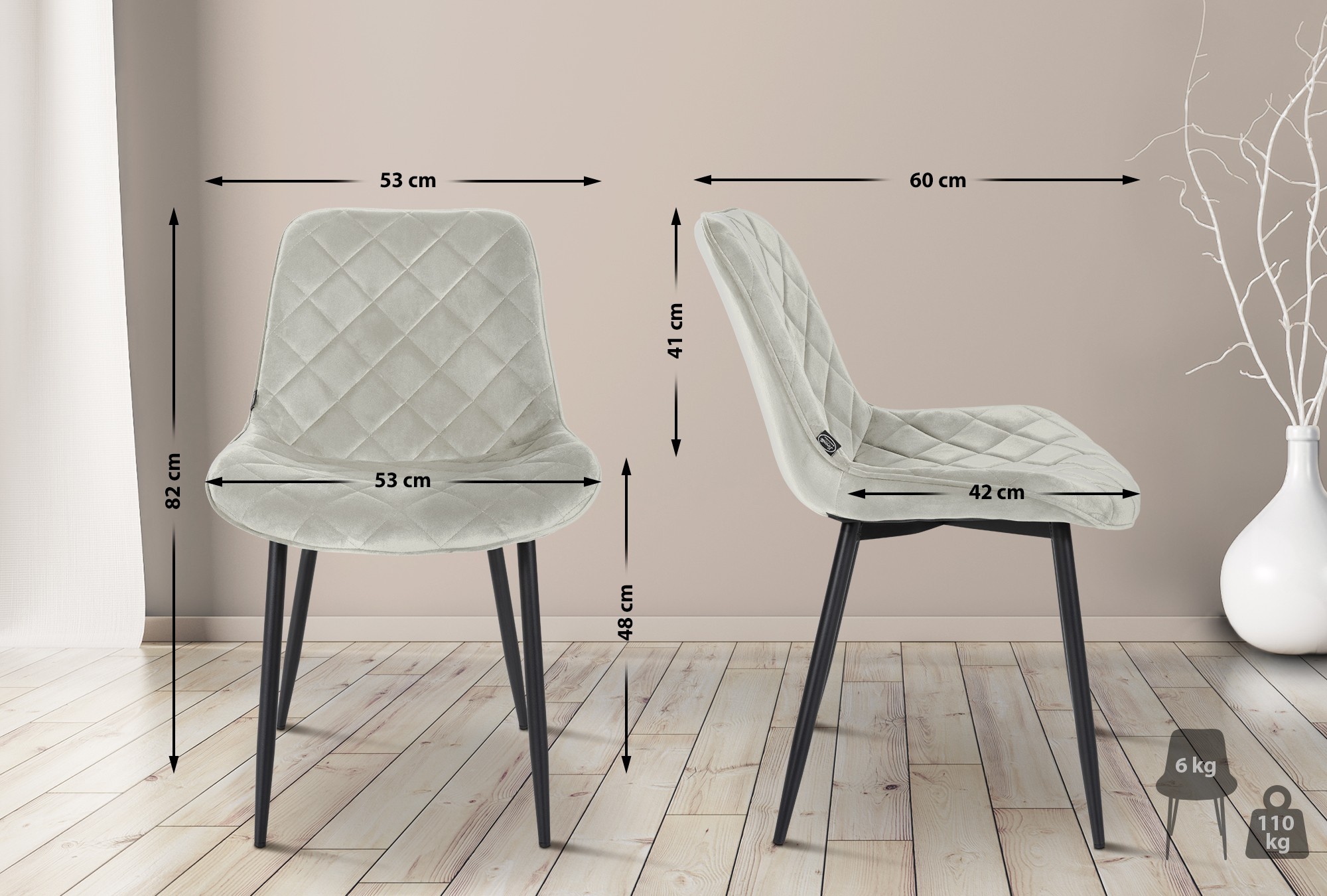 Uppsättning med 4 stolar Springs Velvet