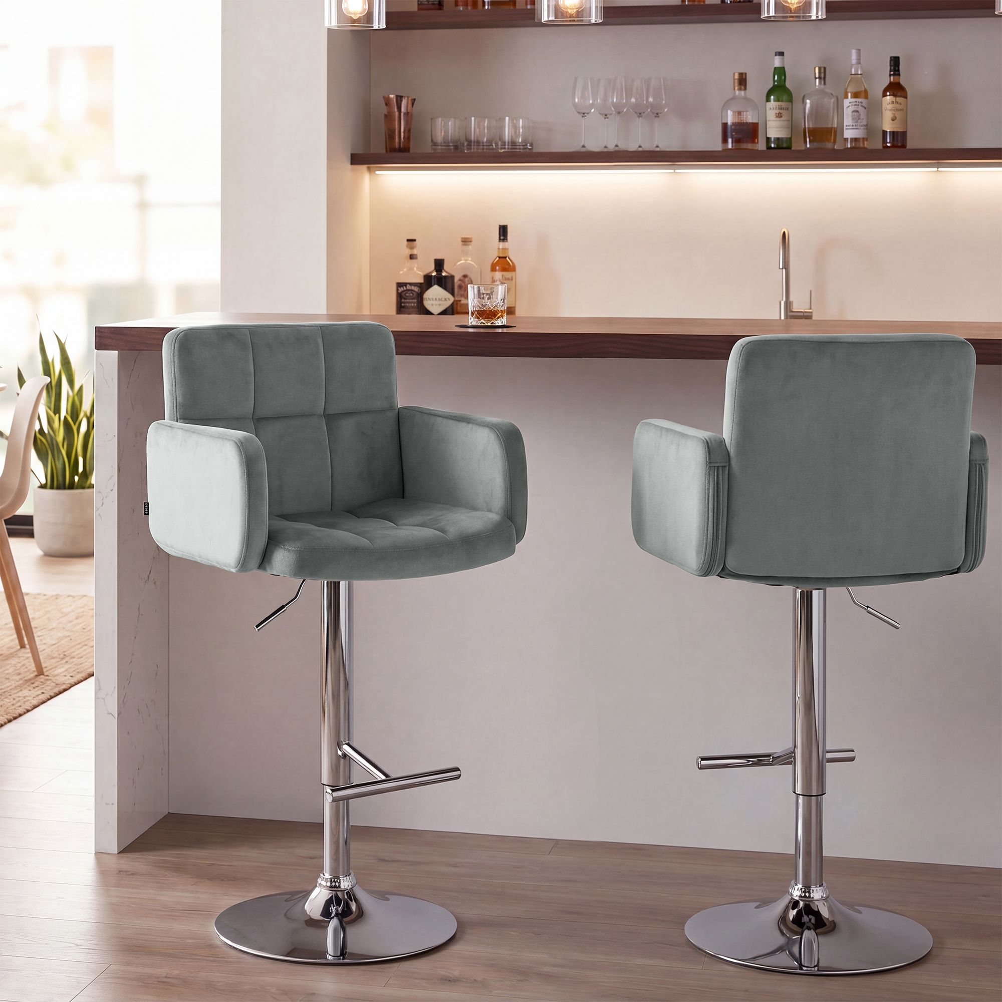 Set med 2 barstolar Los Angeles sammet