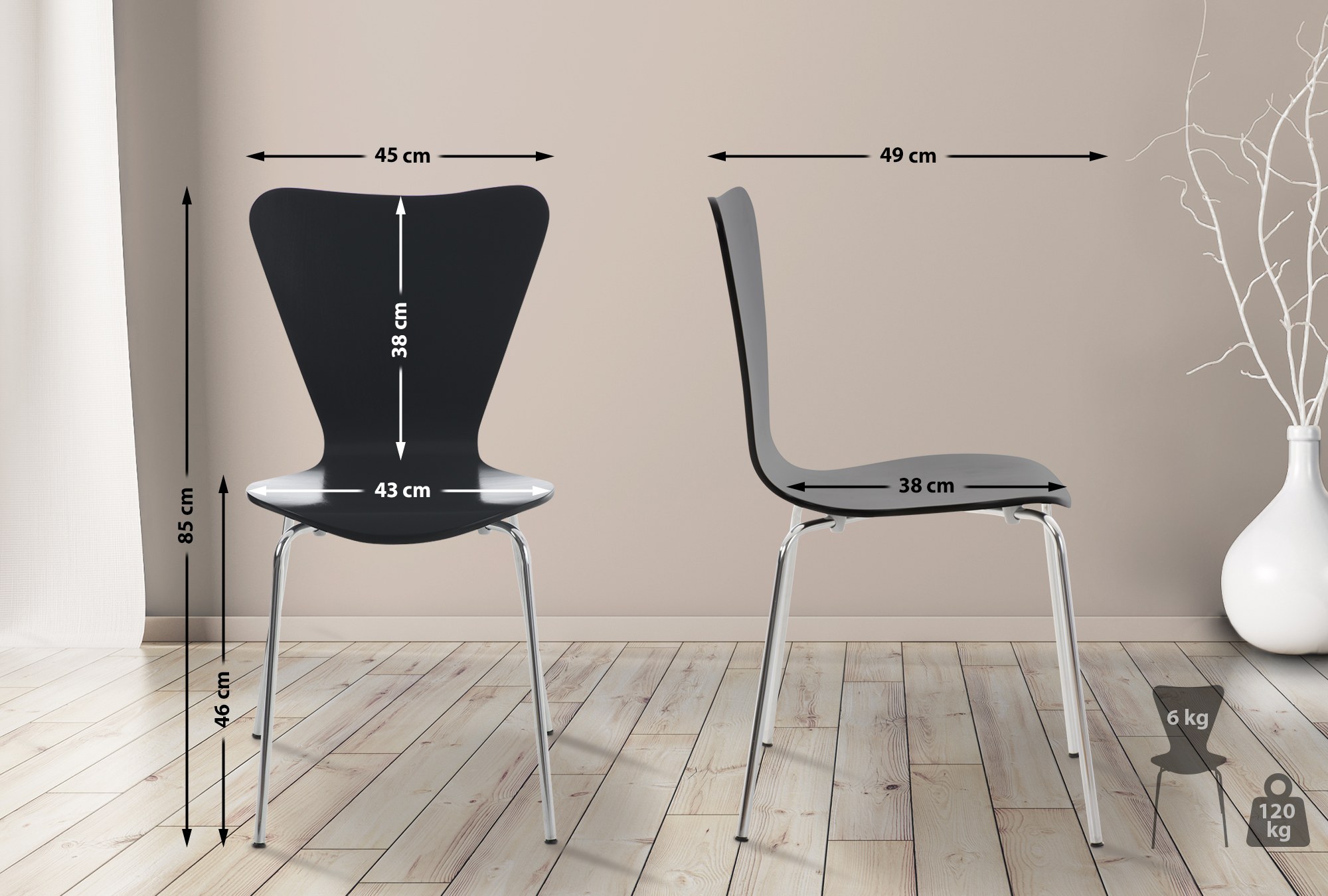 2-pack Matstol Calisto Trä