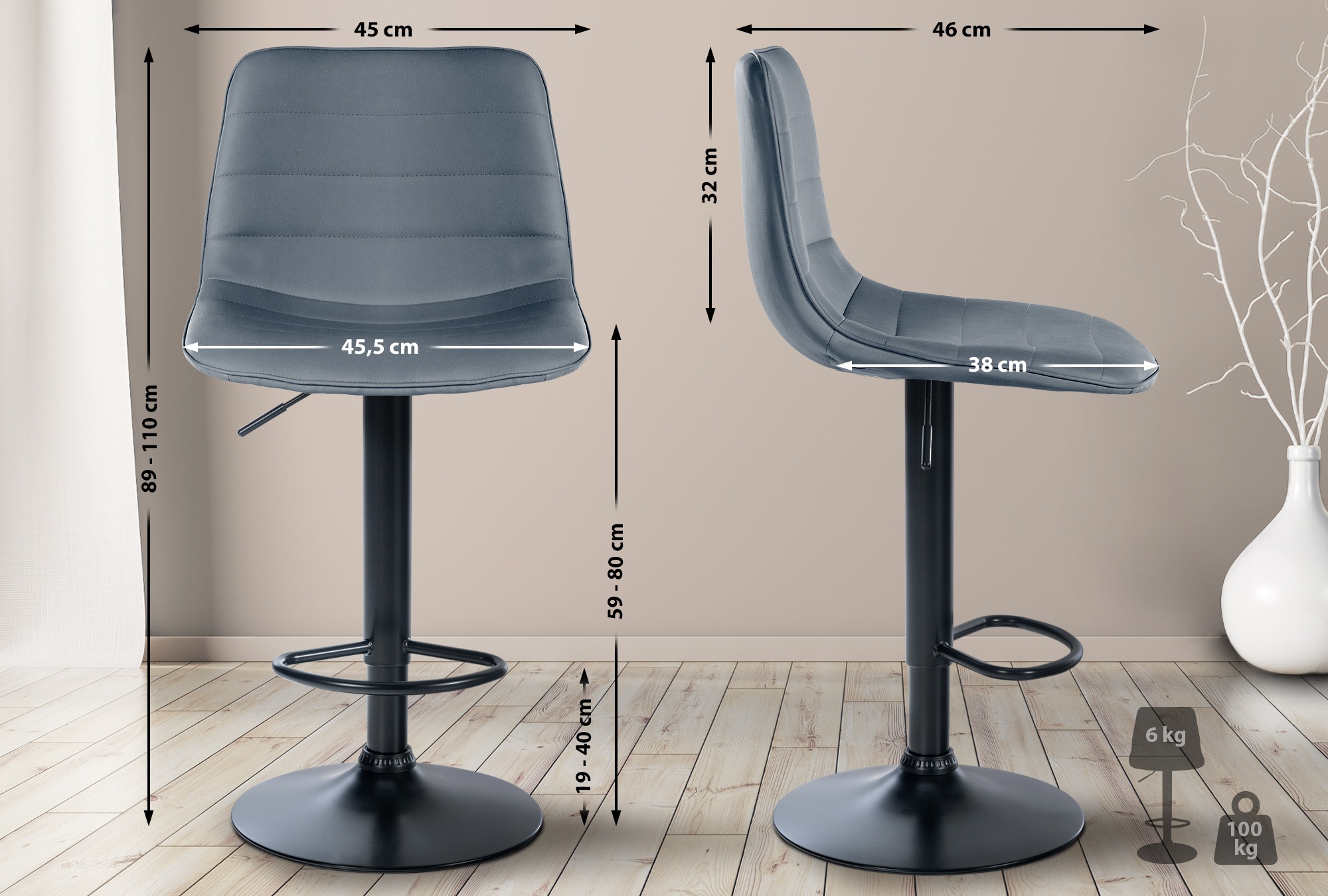 Barpall Lex Imitation Läder