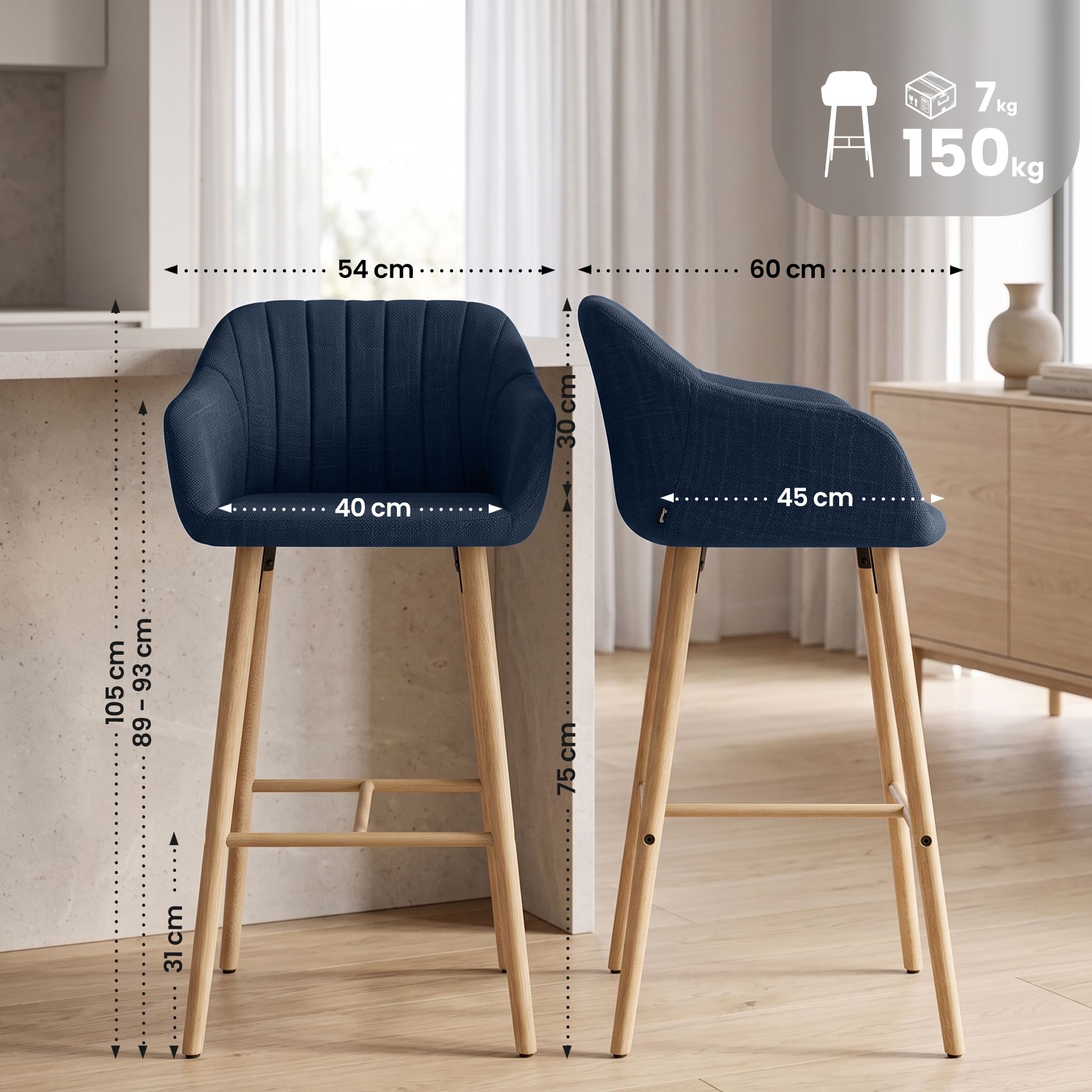 Barstol Ando i tyg &ndash; modern design, bekväm sits och stabil ram för stilfulla hem och barer