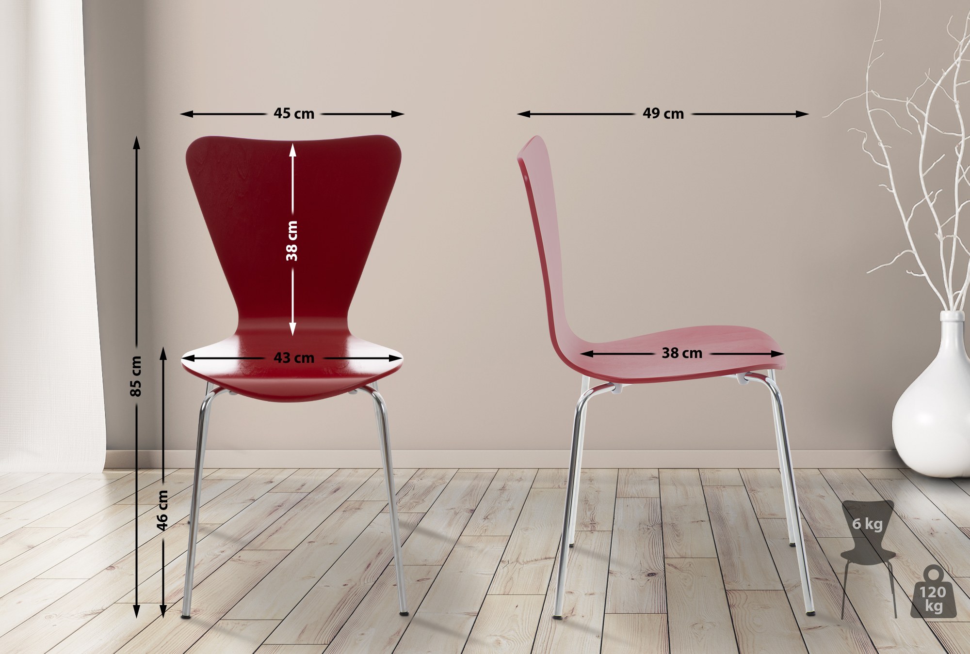 4-pack Matstol Calisto Trä