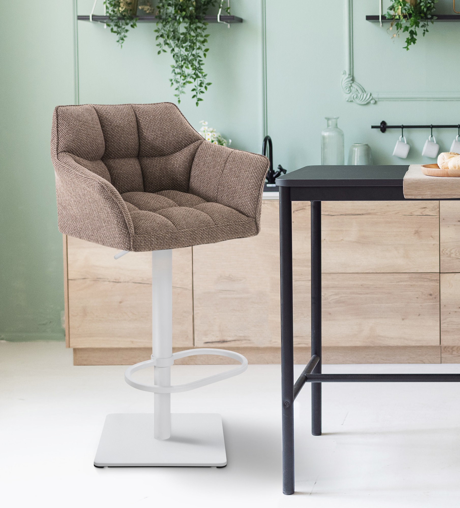 2-pack barstolar Damaso med tygkladslel
