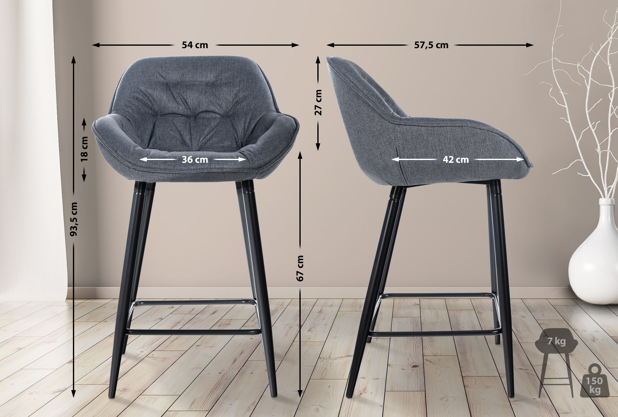 Set med 2 barstolar Gibson