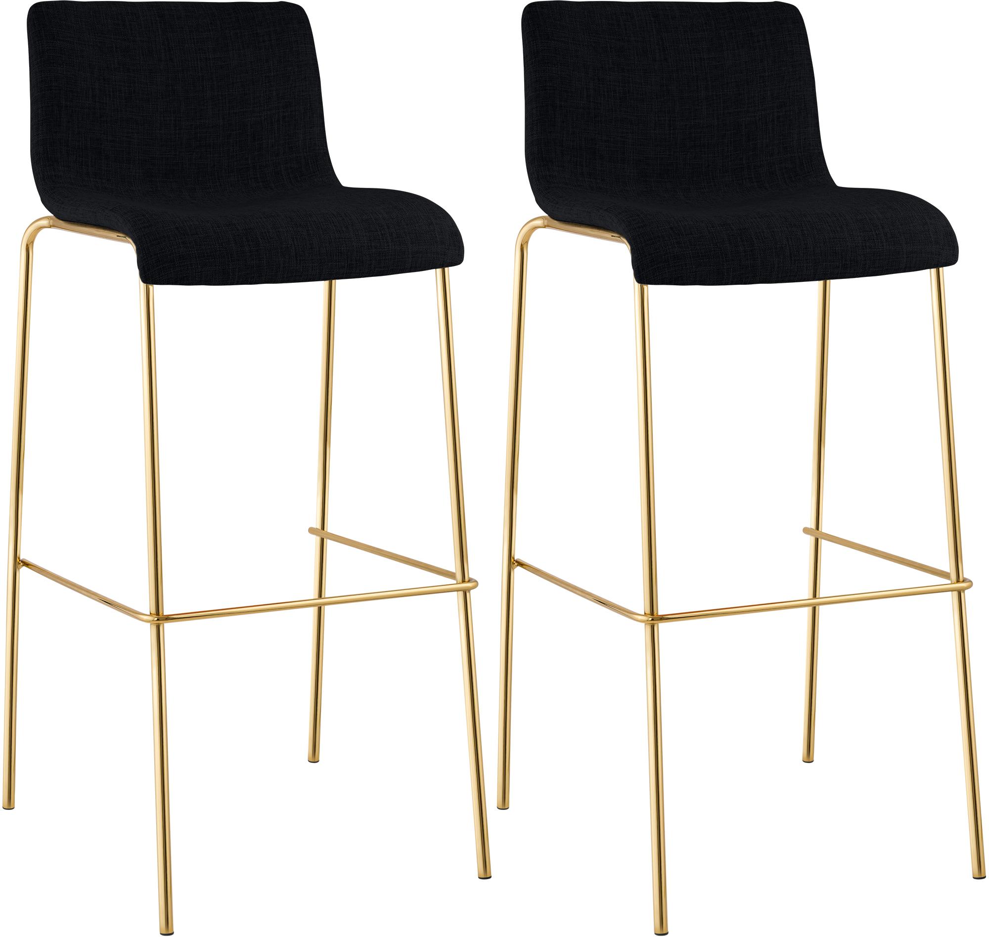2-pack Barstolar Hover i Tyg med Fyra Ben Guldfärgade