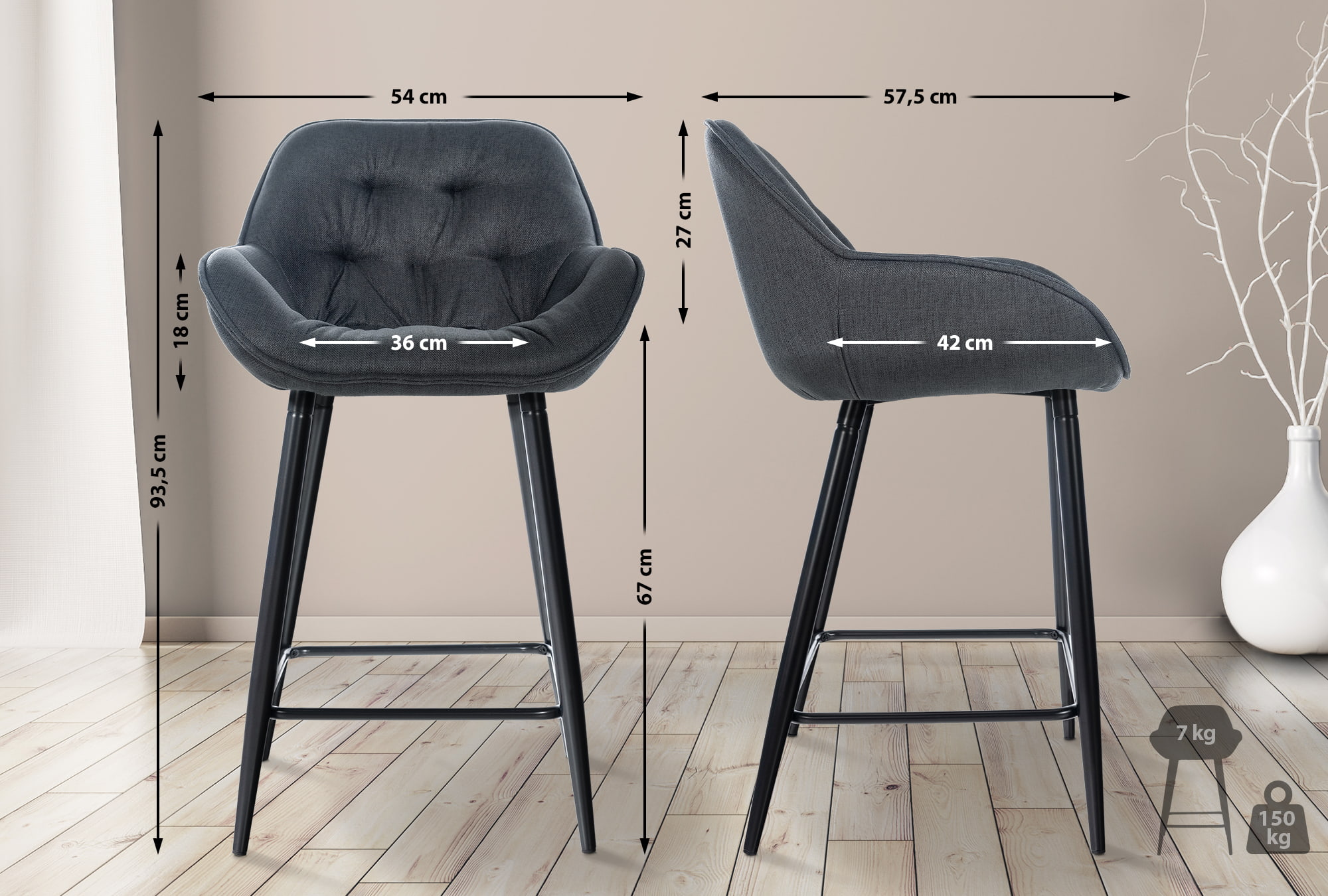 Set med 2 barstolar Gibson