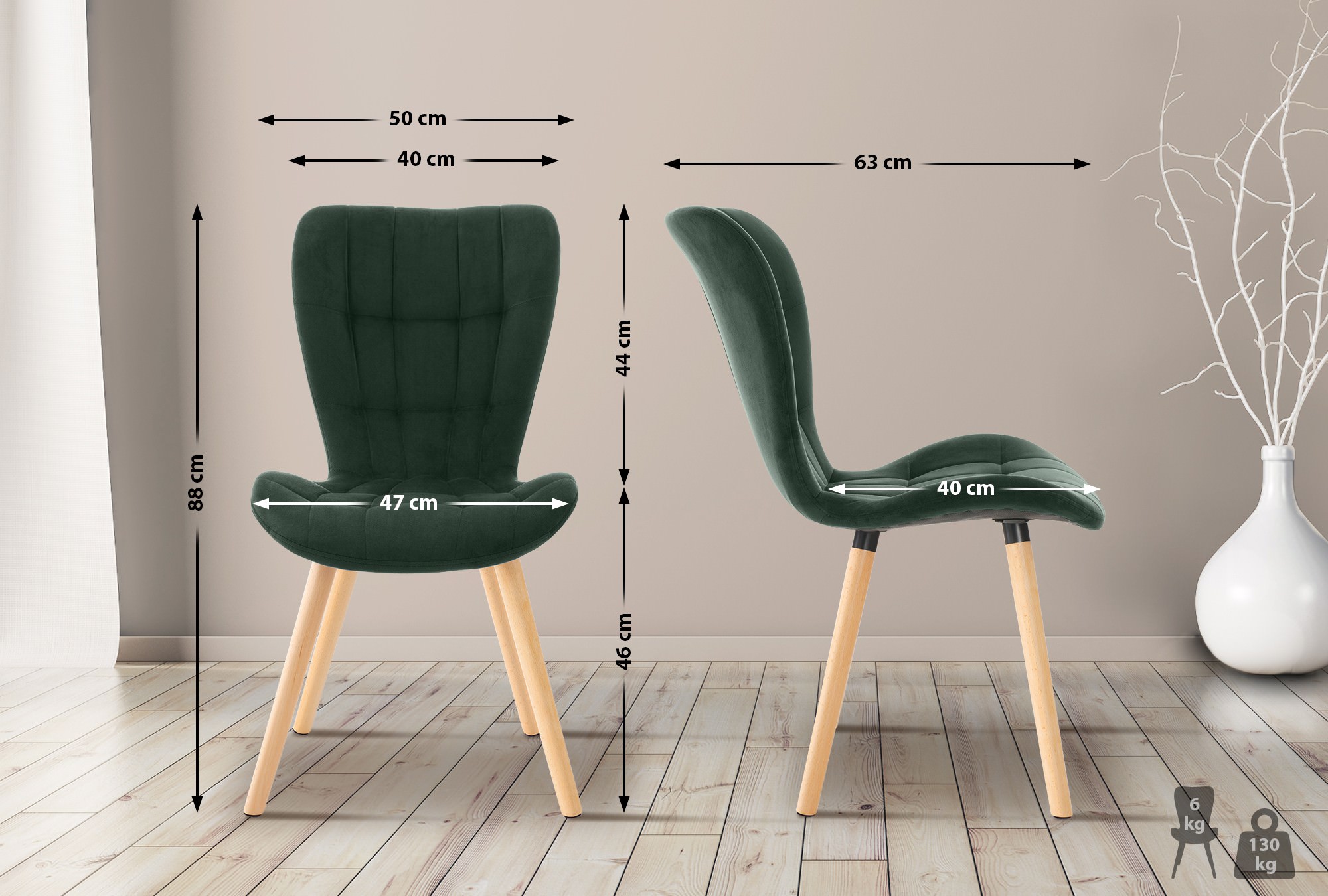 Set med 2 matstolar Elda