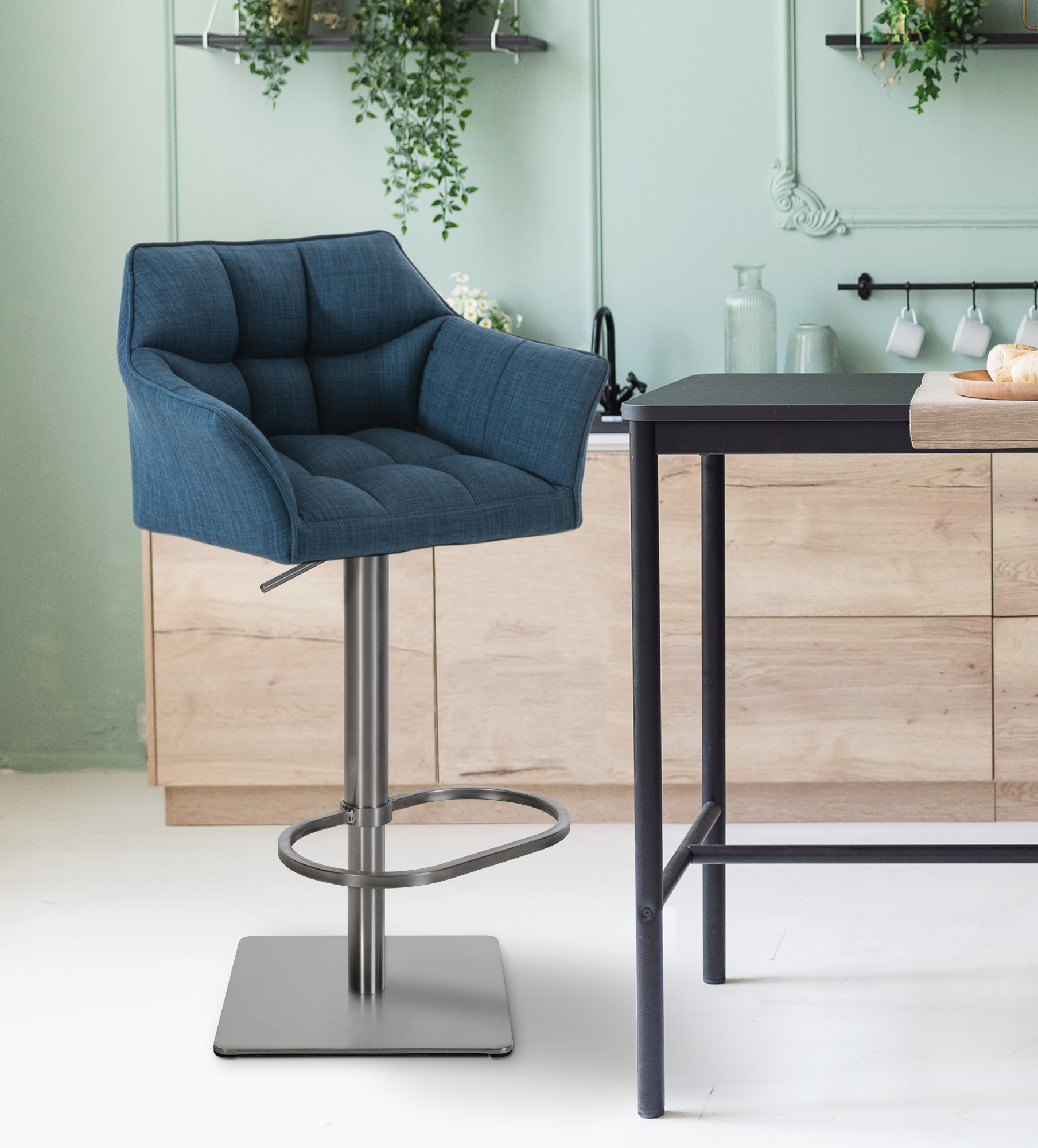 2-pack barstolar Damaso med tygkladslel
