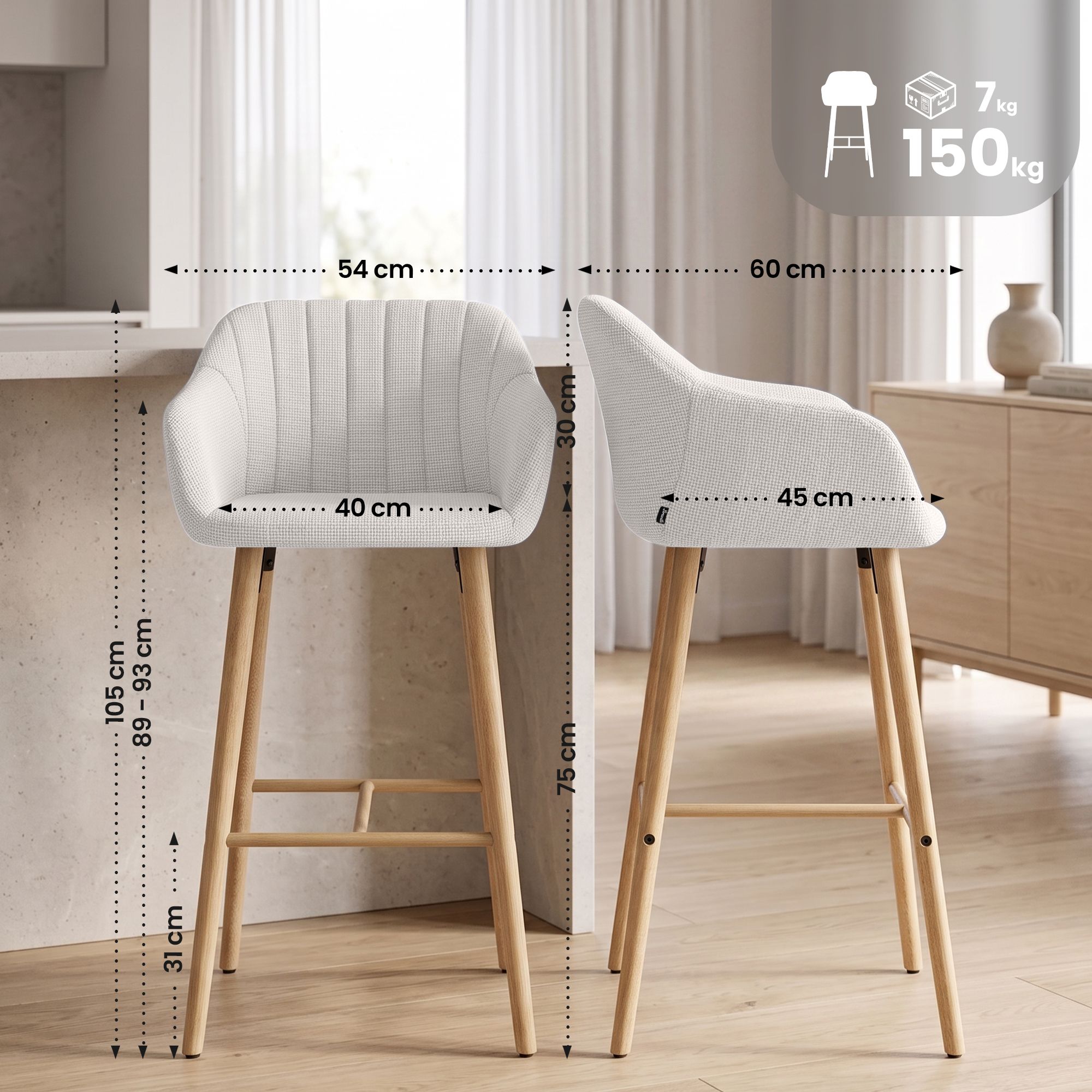 Barstol Ando i tyg &ndash; modern design, bekväm sits och stabil ram för stilfulla hem och barer